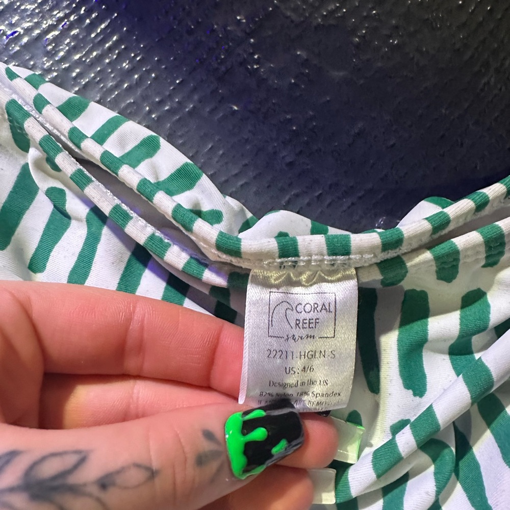 Coral Reef Green and White Striped Top